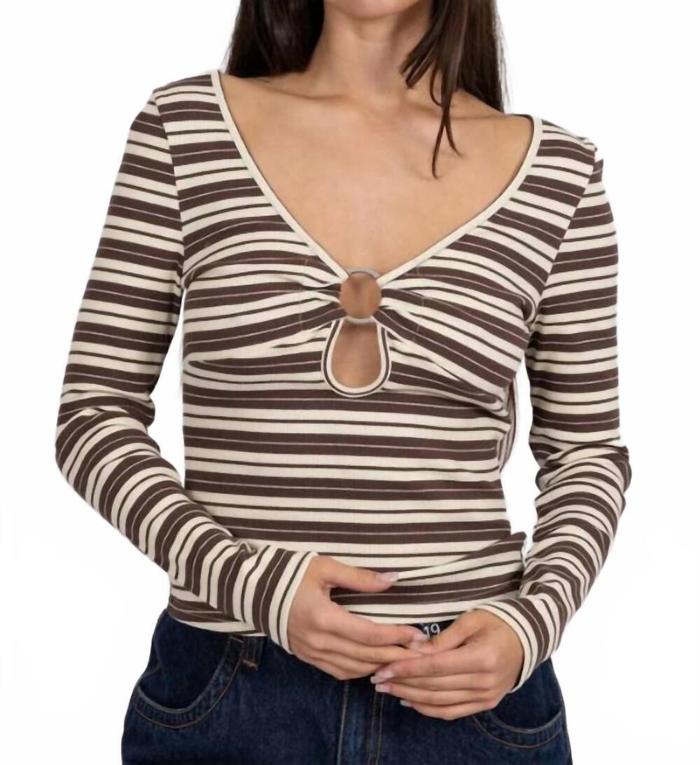 NEW RUSTY emma ring long sleeve top in brown